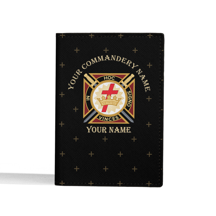 Custom Knights Templar Symbol Masonic Crosses Pattern Leather Passport Wallet