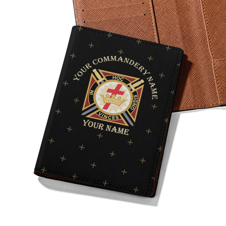 Custom Knights Templar Symbol Masonic Crosses Pattern Leather Passport Wallet