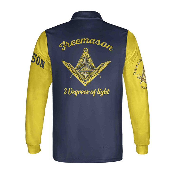 Customized Prince Hall Mason F&AM 1787 Freemasonry Long Sleeve Polo Shirt S-5XL