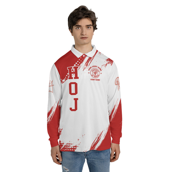 Customized HOJ Heroines Of Jericho Custom Your Court Long Sleeve Polo Shirt S-5XL