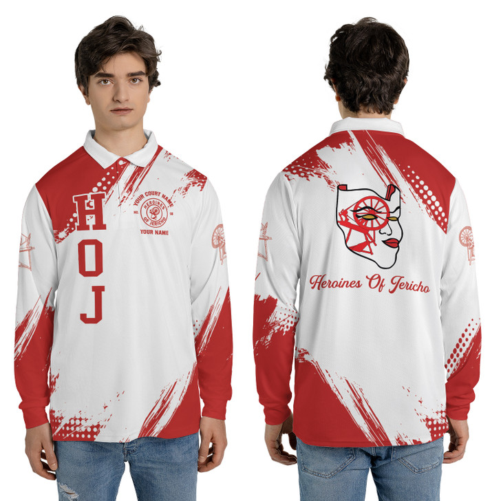 Customized HOJ Heroines Of Jericho Custom Your Court Long Sleeve Polo Shirt S-5XL