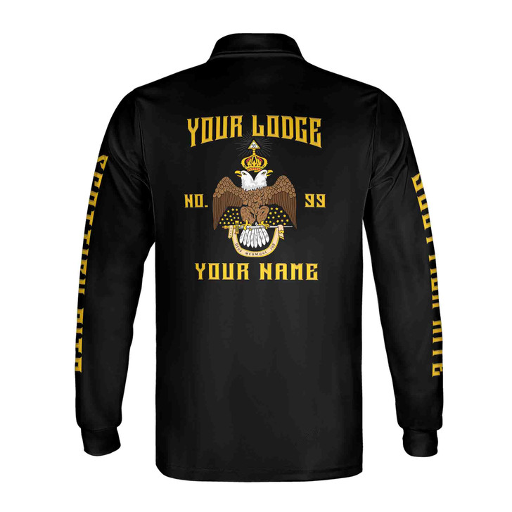 Customized Rite of Scottish 33 Wings Down Long Sleeve Polo Shirt S-5XL