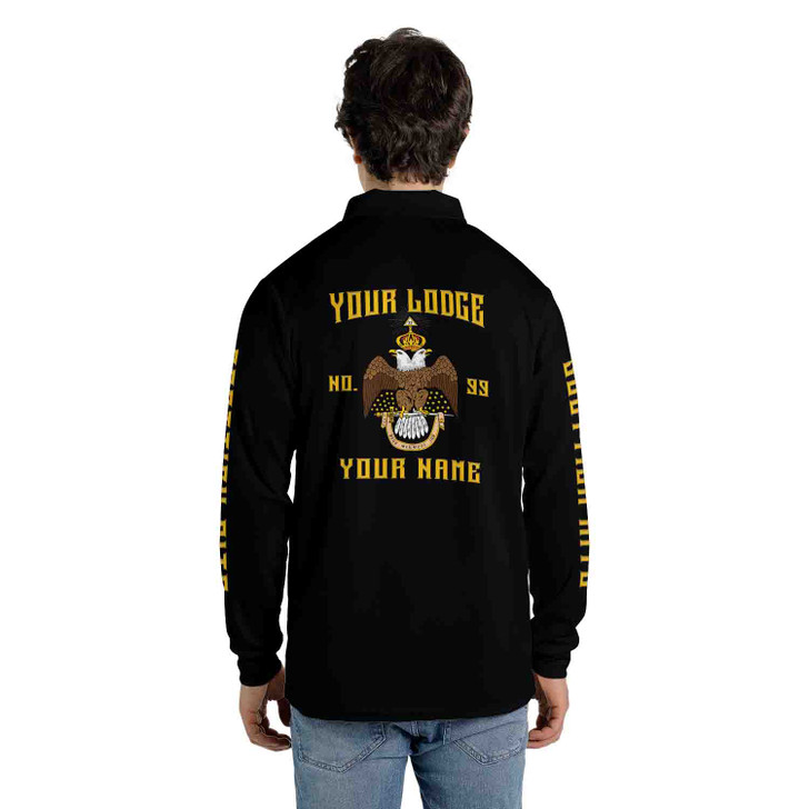 Customized Rite of Scottish 33 Wings Down Long Sleeve Polo Shirt S-5XL