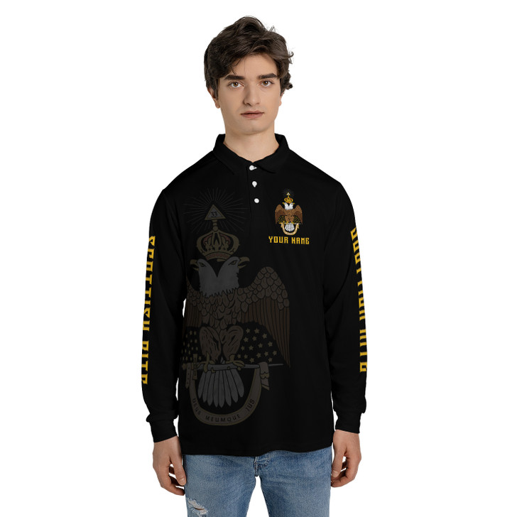 Customized Rite of Scottish 33 Wings Down Long Sleeve Polo Shirt S-5XL