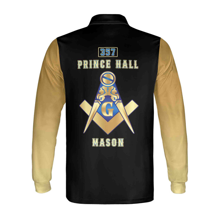 Customized Prince Hall Mason F&AM 357 Freemasonry Long Sleeve Polo Shirt S-5XL