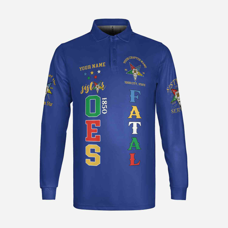Custom 1850 OES Order Of The Eastern Star Unisex Long Sleeve Polo Shirt S-5XL