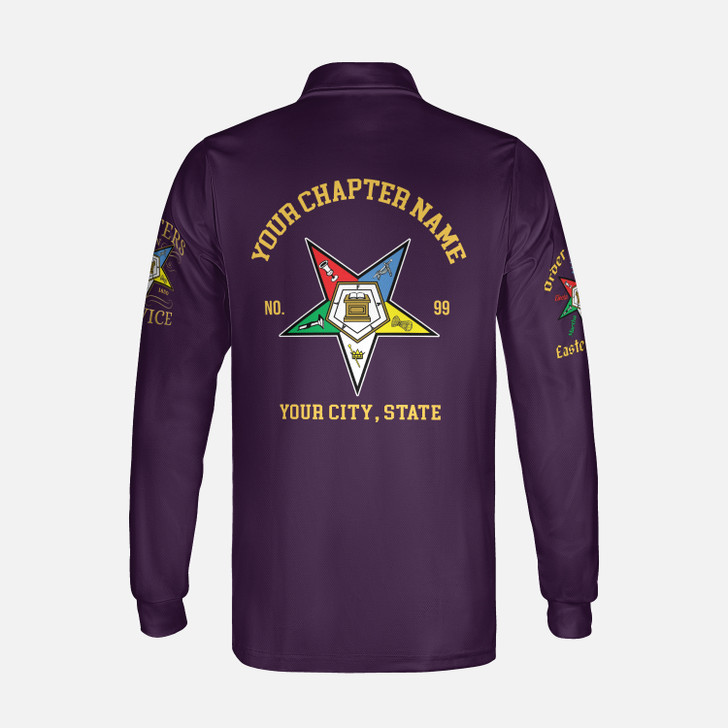 Custom 1850 OES Order Of The Eastern Star Unisex Long Sleeve Polo Shirt S-5XL