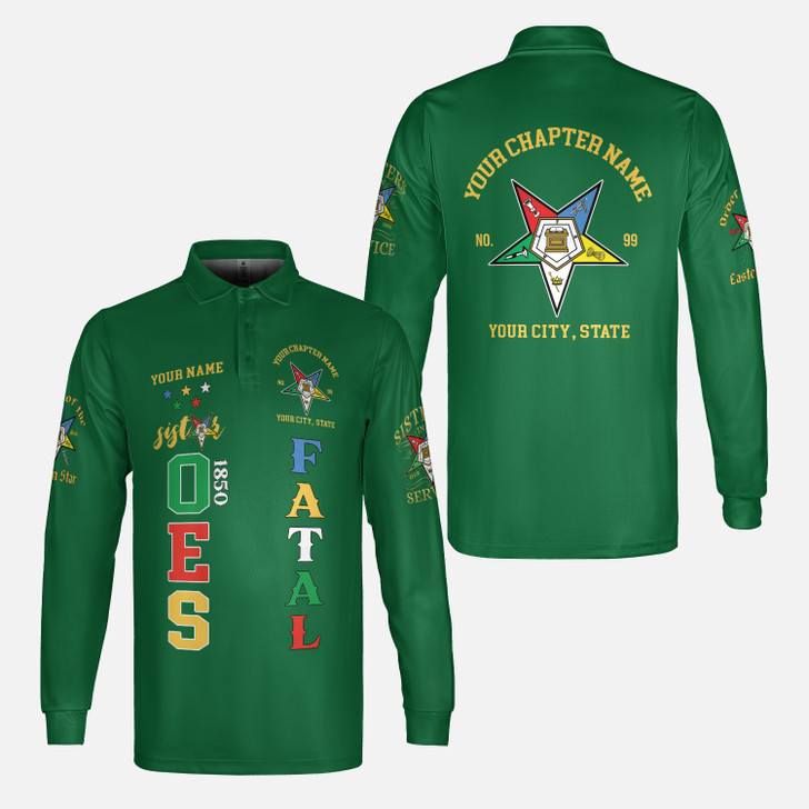 Custom 1850 OES Order Of The Eastern Star Unisex Long Sleeve Polo Shirt S-5XL