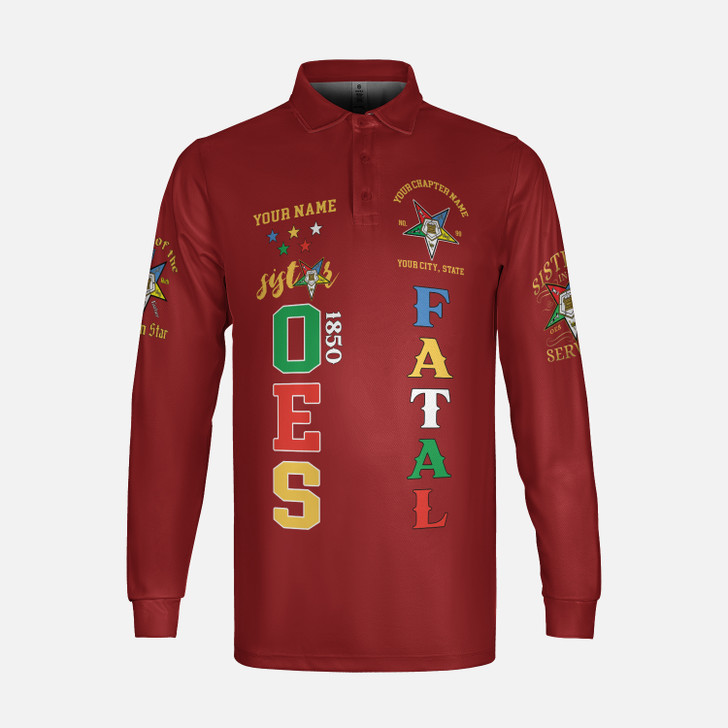 Custom 1850 OES Order Of The Eastern Star Unisex Long Sleeve Polo Shirt S-5XL