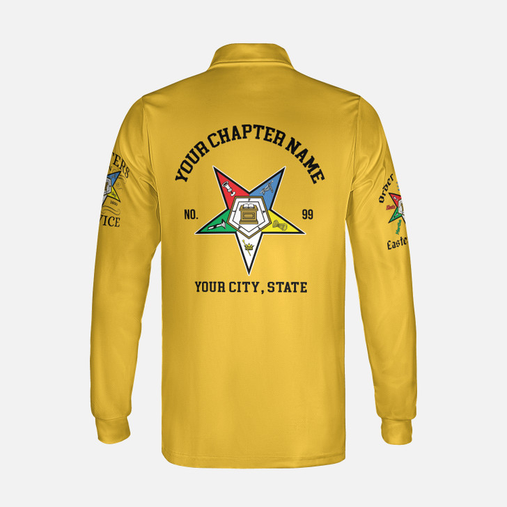 Custom 1850 OES Order Of The Eastern Star Unisex Long Sleeve Polo Shirt S-5XL