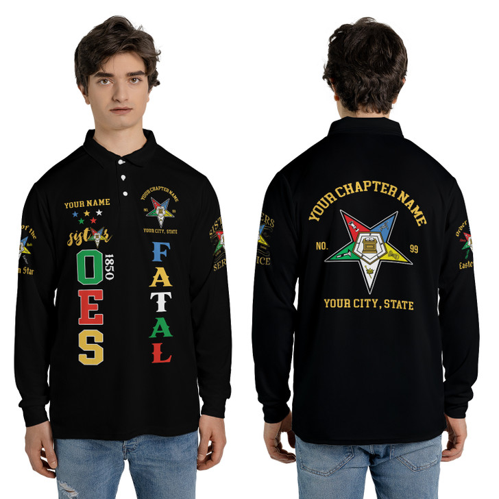Custom 1850 OES Order Of The Eastern Star Unisex Long Sleeve Polo Shirt S-5XL
