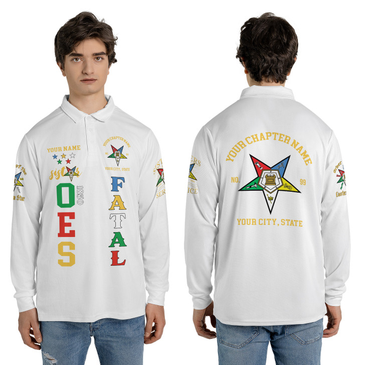 Custom 1850 OES Order Of The Eastern Star Unisex Long Sleeve Polo Shirt S-5XL