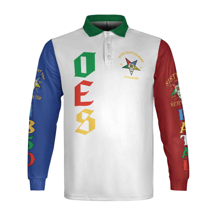 Custom 1850 OES Order Of The Eastern Star Unisex Long Sleeve Polo Shirt S-5XL