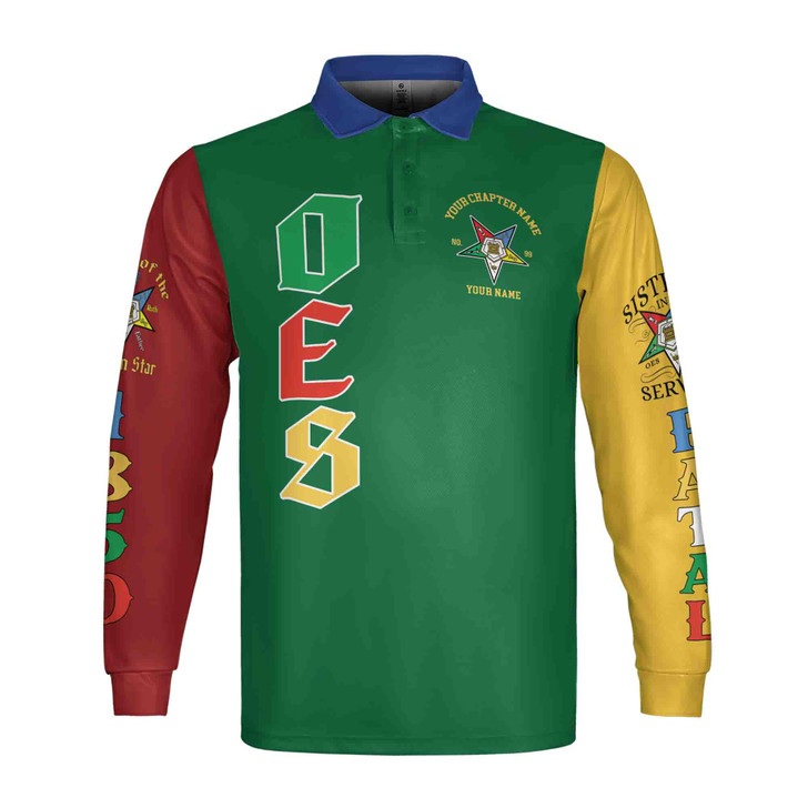 Custom 1850 OES Order Of The Eastern Star Unisex Long Sleeve Polo Shirt S-5XL