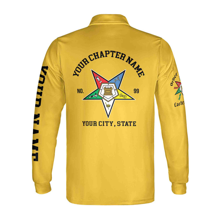 Personalized Multi-color Order of the Eastern Star OES Long Sleeve Polo Shirt S-5XL