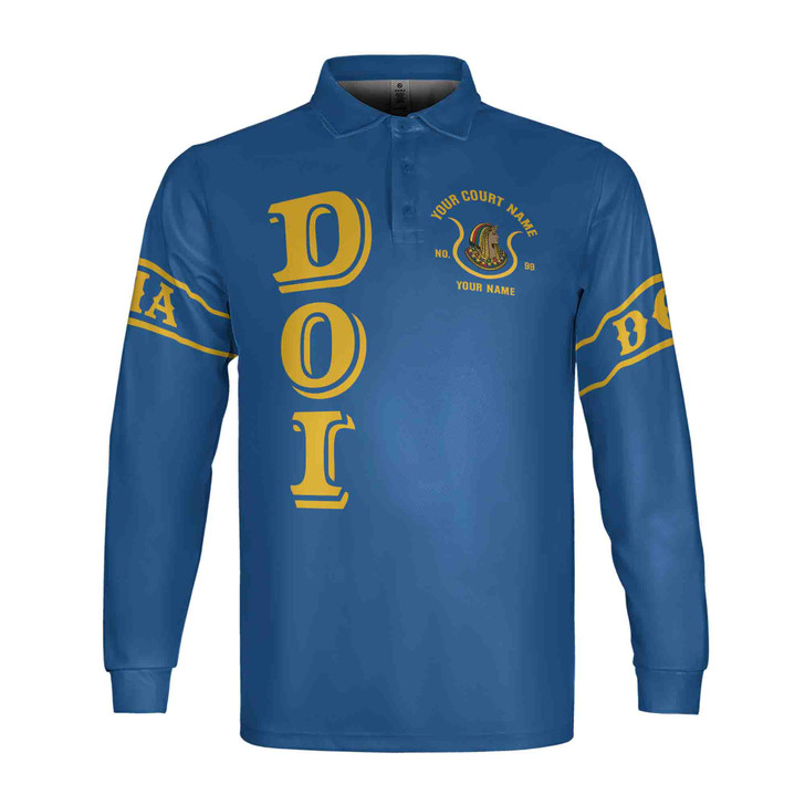 Personalized Court Name City State Anubis Egyptian Style Black Gold Long Sleeve Polo Shirt S-5XL