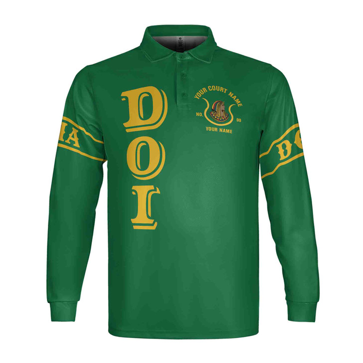 Custom DOI Zip , Anubis Egyptian Style, Personalized Court Name City State Long Sleeve Polo Shirt S-5XL