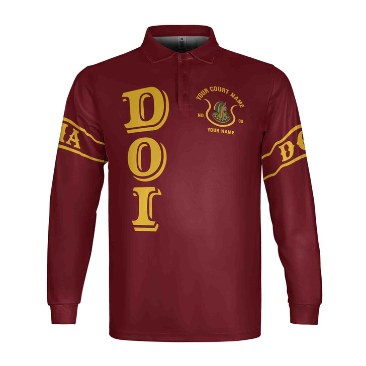 Personalized Court Name City State Anubis Egyptian Style Black Gold Long Sleeve Polo Shirt S-5XL