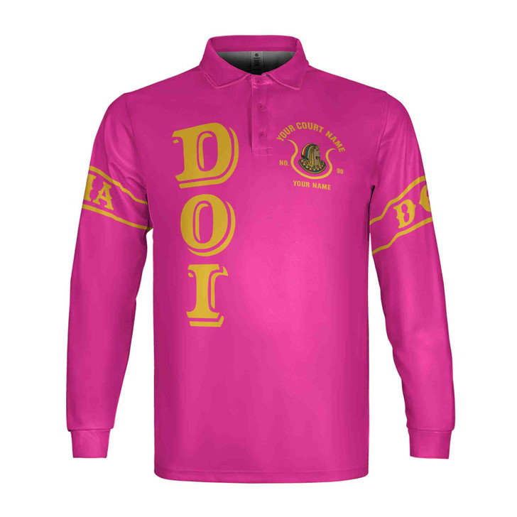 Custom DOI Zip , Anubis Egyptian Style, Personalized Court Name City State Long Sleeve Polo Shirt S-5XL