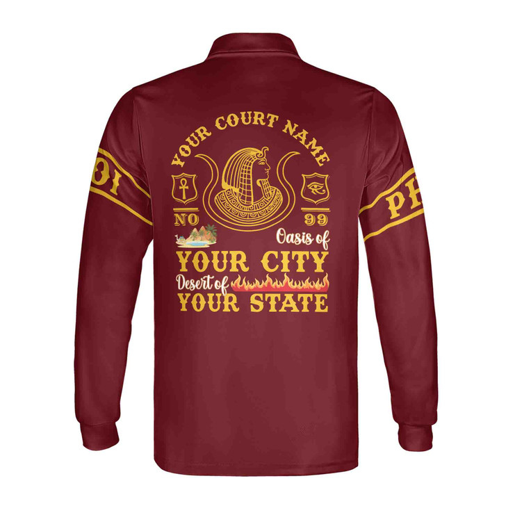 Custom DOI Zip , Anubis Egyptian Style, Personalized Court Name City State Long Sleeve Polo Shirt S-5XL