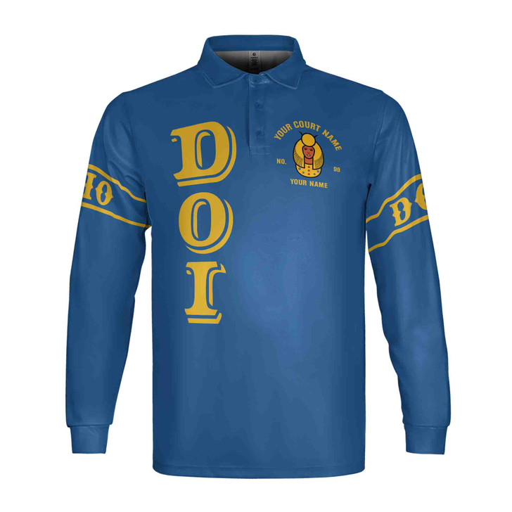 Anubis Egyptian Pharaoh Personalized Long Sleeve Polo Shirt, Custom Court Name City State Unisex Tops S-5XL