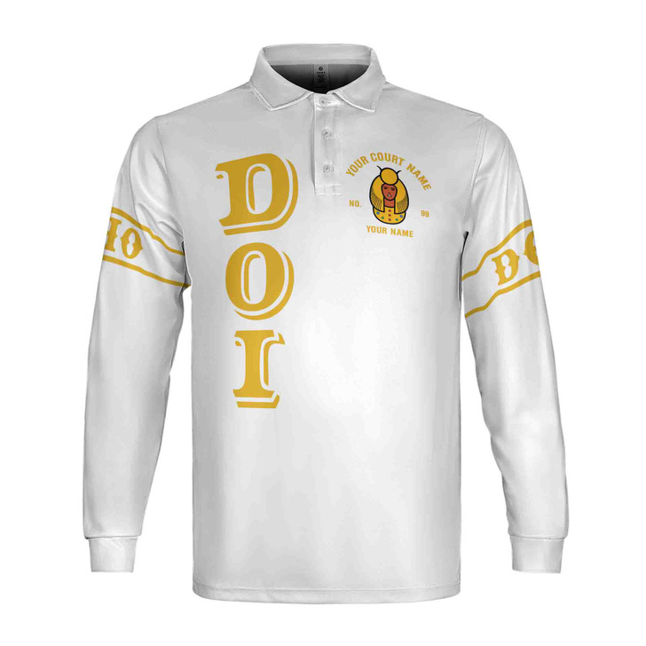 Custom DOI Zip , Anubis Egyptian Style, Personalized Court Name City State Long Sleeve Polo Shirt S-5XL