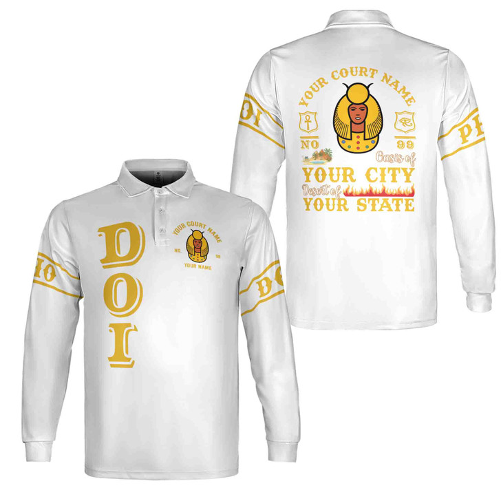 Anubis Egyptian Pharaoh Personalized Long Sleeve Polo Shirt, Custom Court Name City State Unisex Tops S-5XL