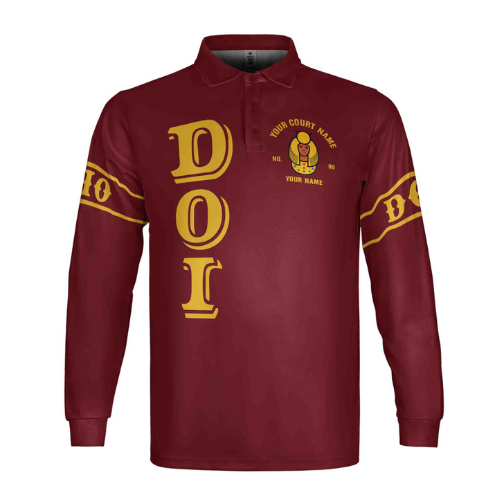 Anubis Egyptian Pharaoh Personalized Long Sleeve Polo Shirt, Custom Court Name City State Unisex Tops S-5XL
