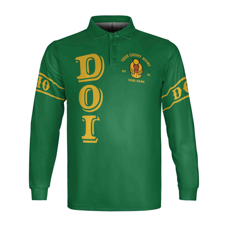 Custom DOI Zip , Anubis Egyptian Style, Personalized Court Name City State Long Sleeve Polo Shirt S-5XL