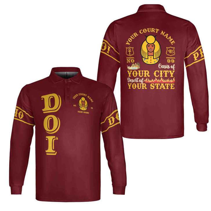 Anubis Egyptian Pharaoh Personalized Long Sleeve Polo Shirt, Custom Court Name City State Unisex Tops S-5XL