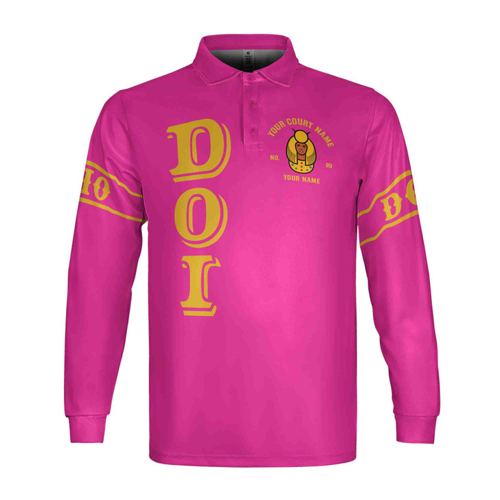 Custom DOI Zip , Anubis Egyptian Style, Personalized Court Name City State Long Sleeve Polo Shirt S-5XL