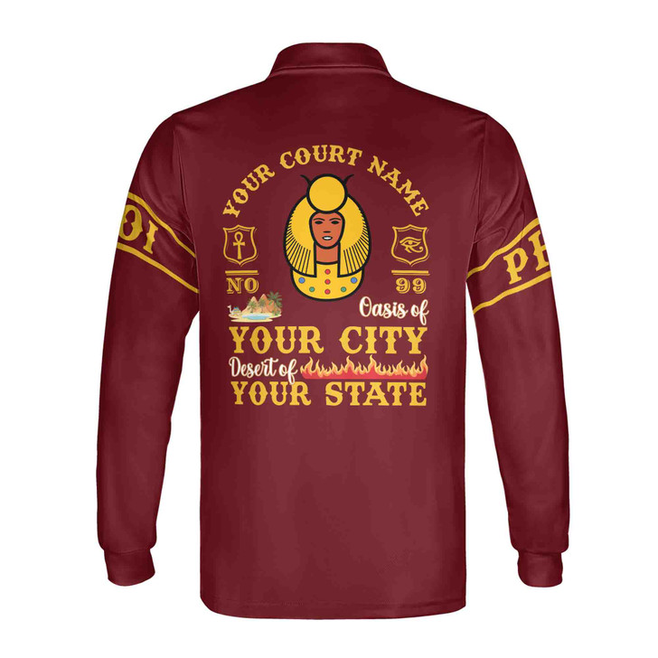 Custom DOI Zip , Anubis Egyptian Style, Personalized Court Name City State Long Sleeve Polo Shirt S-5XL