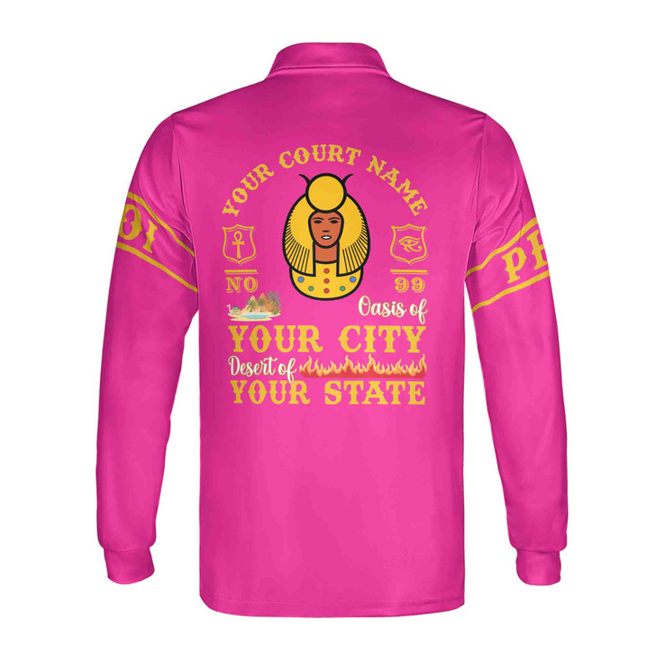 Custom DOI Zip , Anubis Egyptian Style, Personalized Court Name City State Long Sleeve Polo Shirt S-5XL