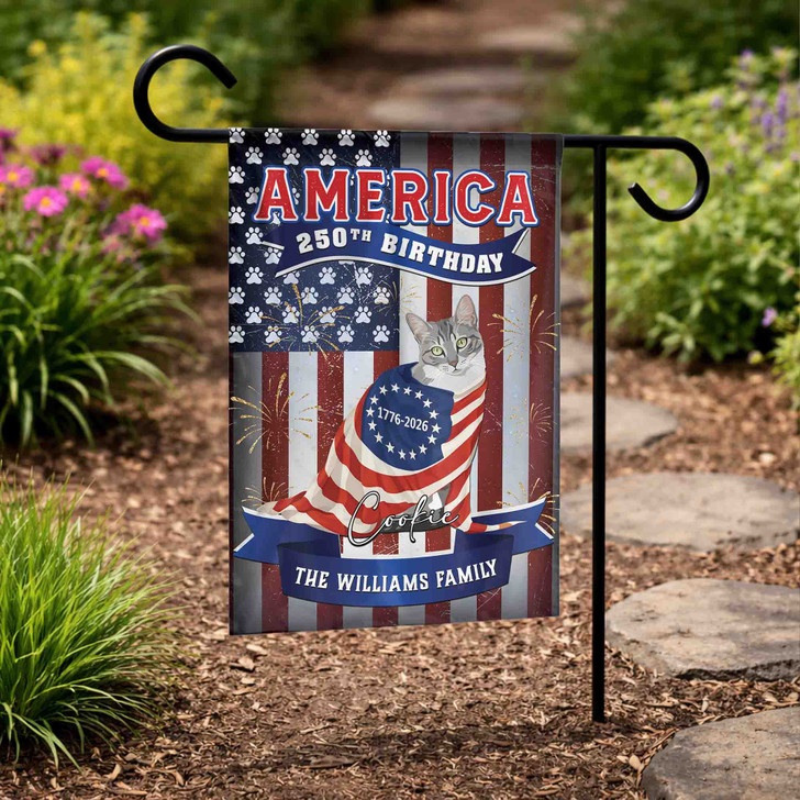 PersoPersonalized Pet 250th Birthday 1776-2026 Garden FlagnPersonalized Pet 250th Birthday 1776-2026 Garden Flagalized Pet 250th Birthday 1776-2026 Garden Flag