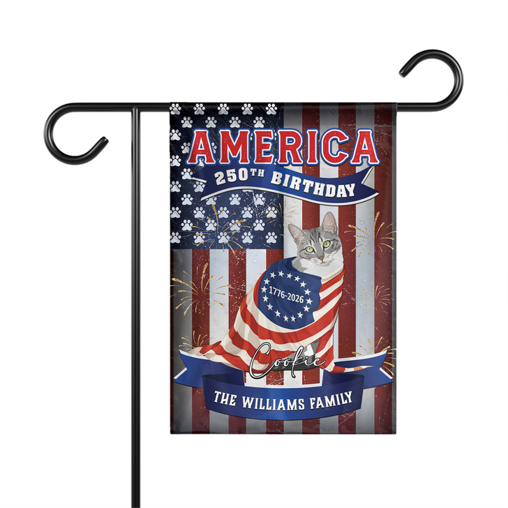 Personalized Pet 250th Birthday 1776-2026 Garden Flag