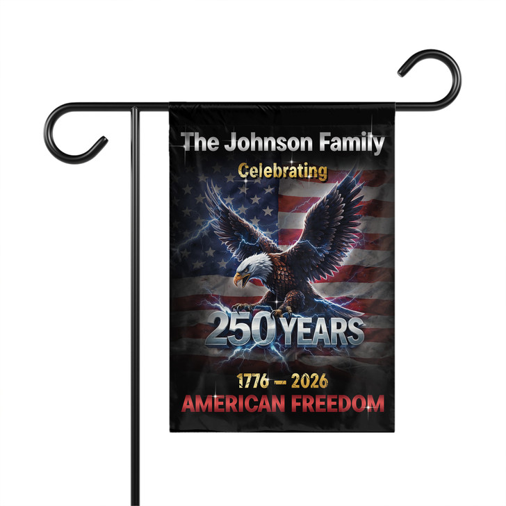 Personalized Patriotic Eagle Garden Flag  Family Name 250 Years 1776-2026