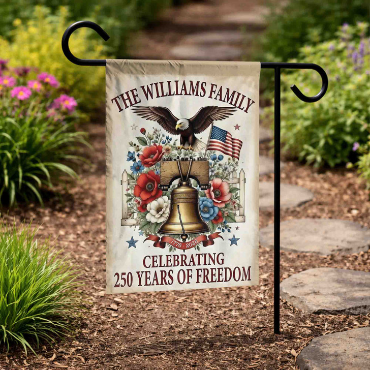 Personalized 250 Years of Freedom 1776-2026 USA Garden Flag