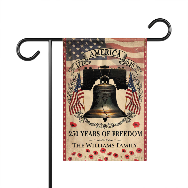 Personalized America 250 Years Garden Flag Liberty Bell Patriotic Decor