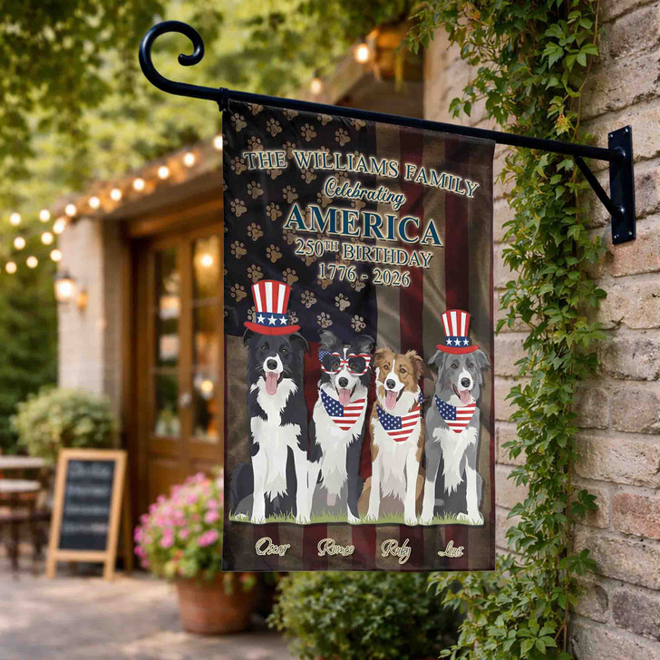 Personalized Patriotic Dog Garden Flag 1776-2026 250th Yard Decor