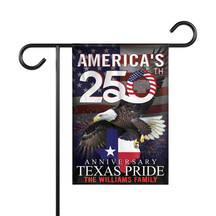 Personalized US State Patriotic Eagle Garden Flag 250th Anniversary 1776-2026