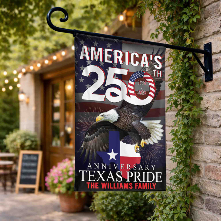 Personalized US State Patriotic Eagle Garden Flag 250th Anniversary 1776-2026