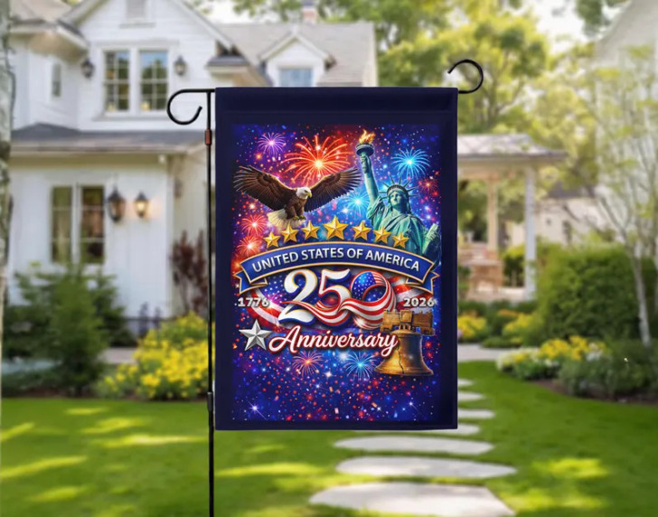 Personalized United States 250th Anniversary Patriotic Garden Flag 1776-2026