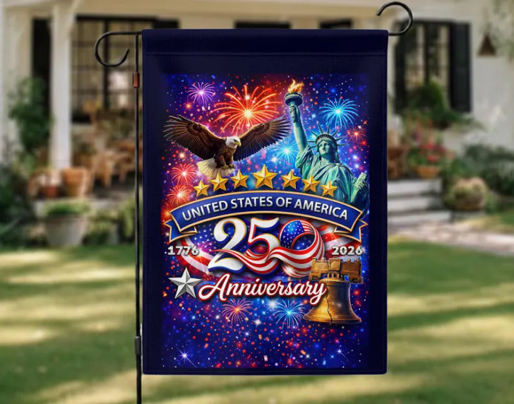 Personalized United States 250th Anniversary Patriotic Garden Flag 1776-2026