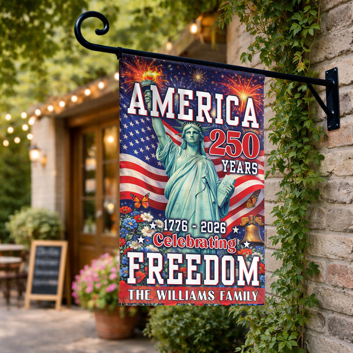 Personalized America 250 Years Freedom Patriotic Garden Flag 1776-2026