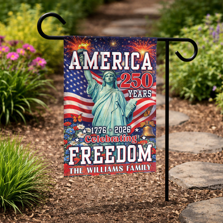 Personalized America 250 Years Freedom Patriotic Garden Flag 1776-2026