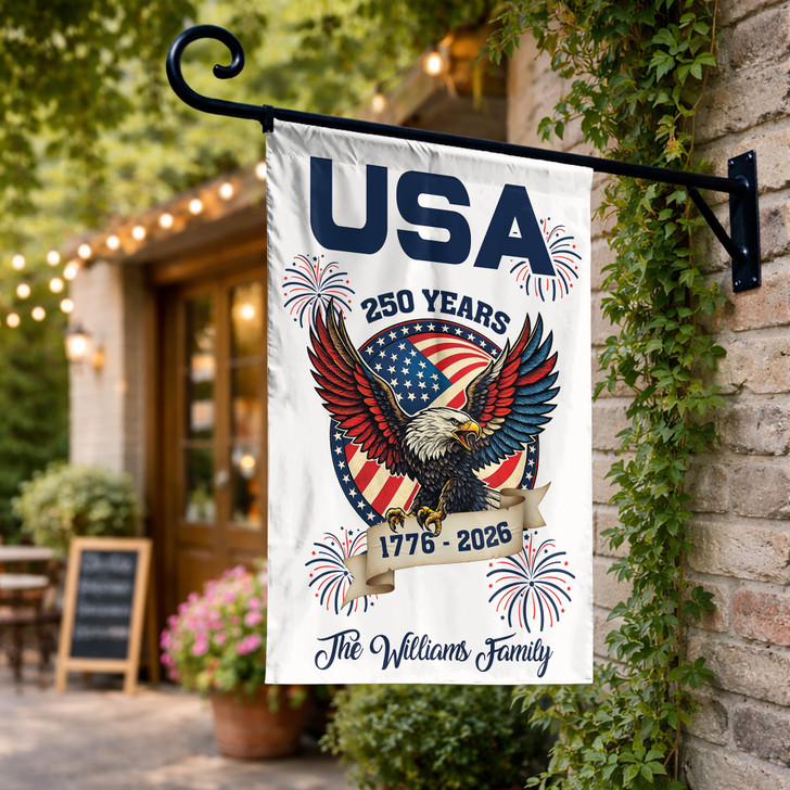 Personalized USA 250 Years Eagle Patriotic Garden Flag 1776-2026