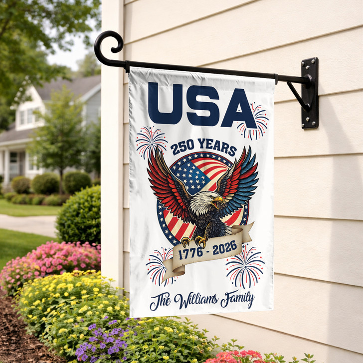 Personalized USA 250 Years Eagle Patriotic Garden Flag 1776-2026