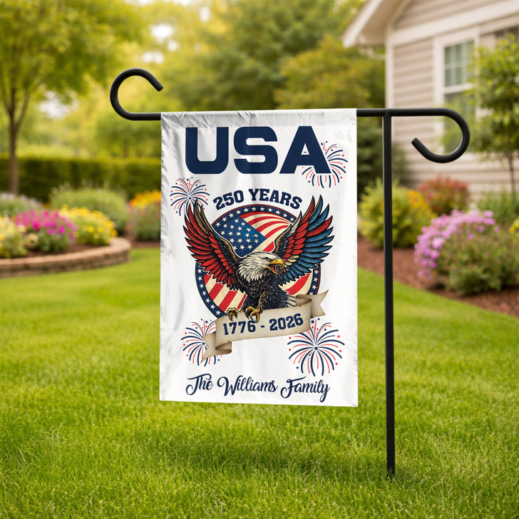 Personalized USA 250 Years Eagle Patriotic Garden Flag 1776-2026