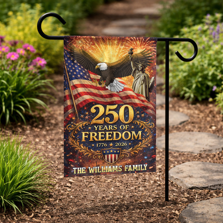 Personalized 250 Years of Freedom Garden Flag 1776-2026 Patriotic Eagle Flag
