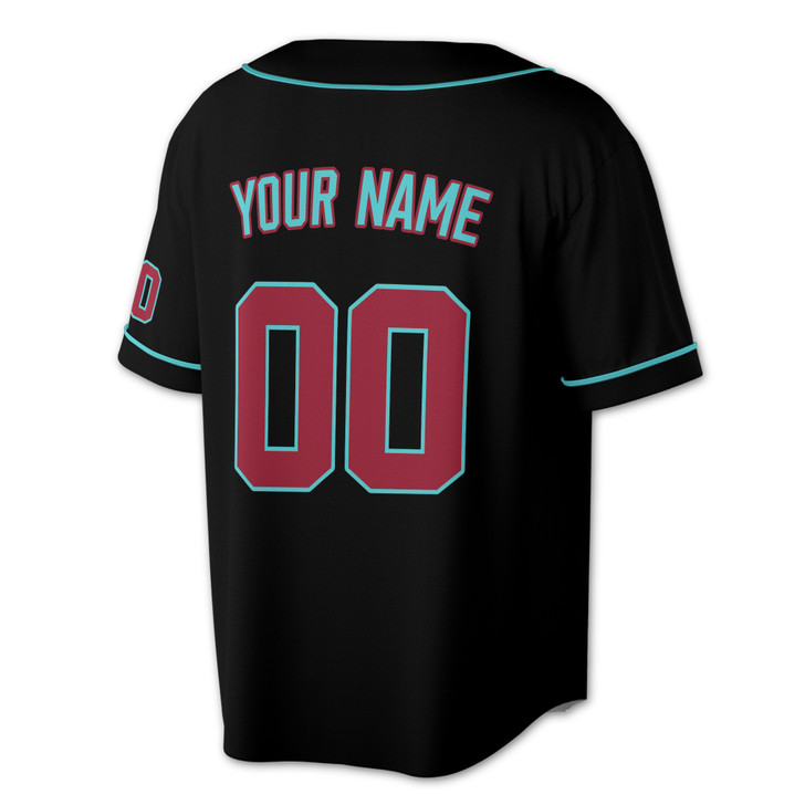 Custom Black Teal Red Baseball Jersey – Minimalist Pattern, Personalized Name & Number – Adult, Youth, Kid